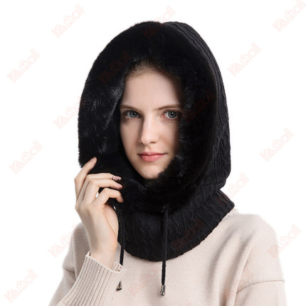 black beanie scarf one piece headgear